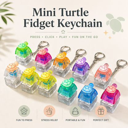 3D Turtle Fidget Keychain – Single-Button Pressable Stress Relief Bag Charm