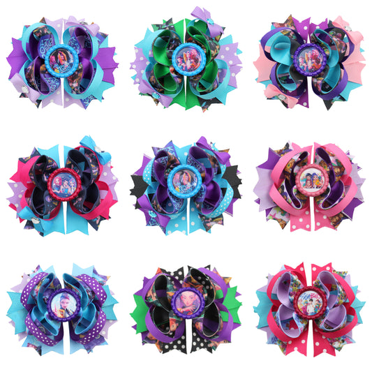 4.7-Inch K-Pop Demon Hunters Bow Hair Clip — Ribbed Ribbon Boutique Hair Accessory for Kids