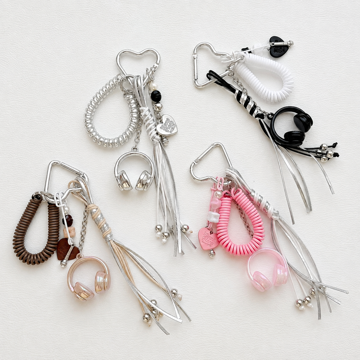 Headphone Music Bag Charm Keychain with Tassel & Beads