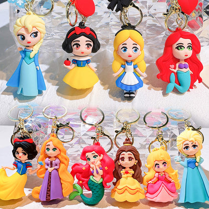 Cute Cartoon Princess Backpack Charm – Soft Silicone Keychain for Bags & Car Keys