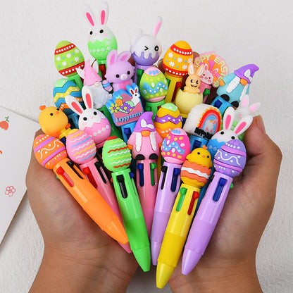 Mini 4-Color Click Pen – Creative Easter Bunny, Egg & Chick Design Journal Pen