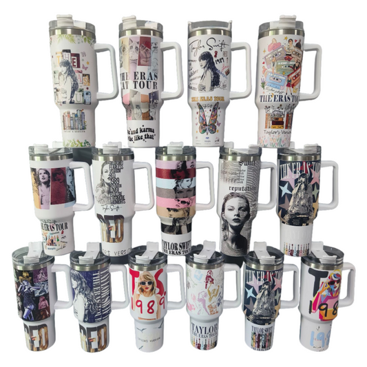 Taylor Swift 40oz Insulated Tumbler with Handle and Straw Car Travel Mug, Hot & Cold Stainless Steel Cup