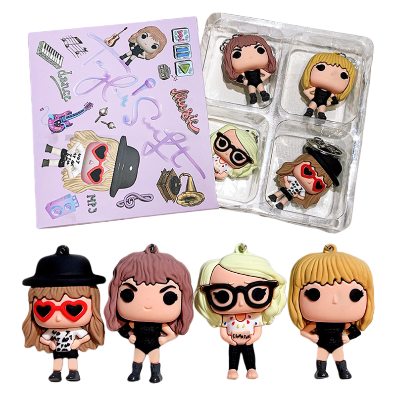 Taylor Swift Pop Singer-Inspired Cute Mini Doll Keychain Q-Style Figure Bag Charm & Desk Ornament