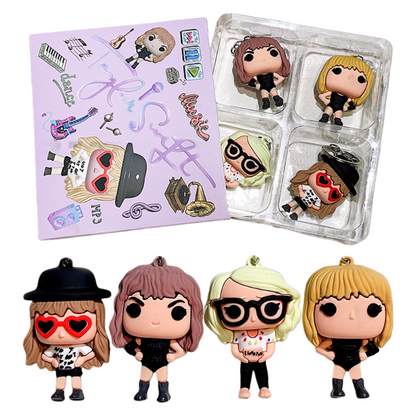 Taylor Swift Pop Singer-Inspired Cute Mini Doll Keychain Q-Style Figure Bag Charm & Desk Ornament
