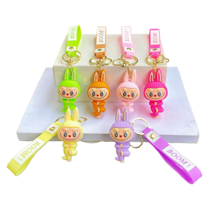 Monster Cozy Yoga Silicone Keychain Cute Cartoon Charm