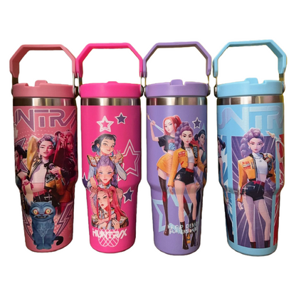 K-Pop Demon Hunters 30oz Stainless Steel Vacuum Tumbler with Handle and Straw, Insulated Car Mug Merch