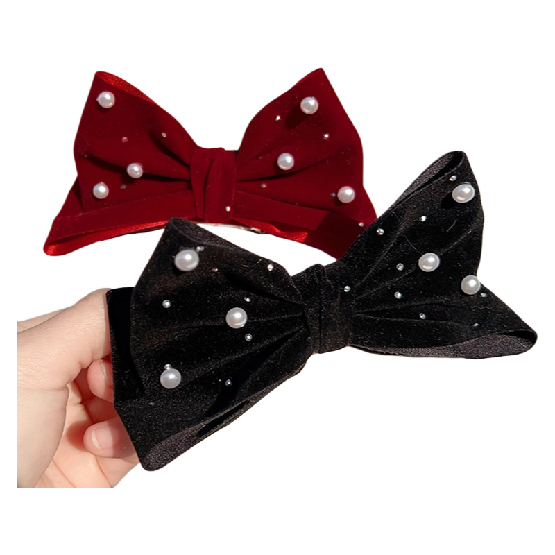Christmas New Year Velvet Big Bow Hair Clip for Girls Hair Accessory
