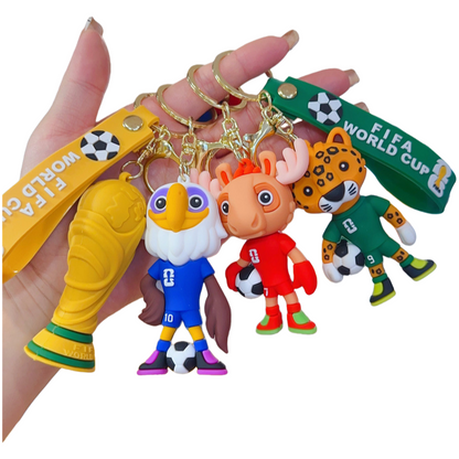 2026 World Cup Mascot Keychain Mexico USA Canada Soccer Fan Souvenir Pendant