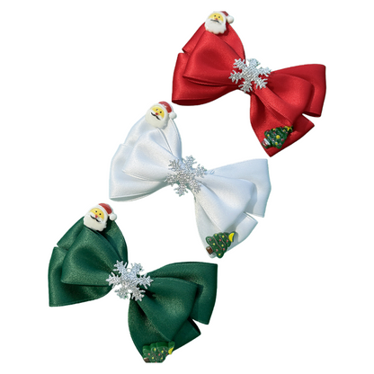 Christmas Bow Hair Clips for Girls Cute Snowflake Santa Claus Hair Barrettes Holiday Hair Accessories