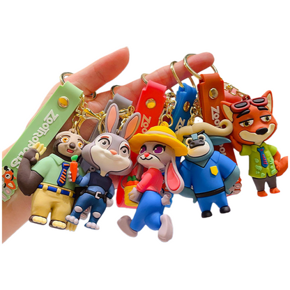Cute Zootopia Silicone Keychain – Adorable Cartoon Bag Charm & Keyring