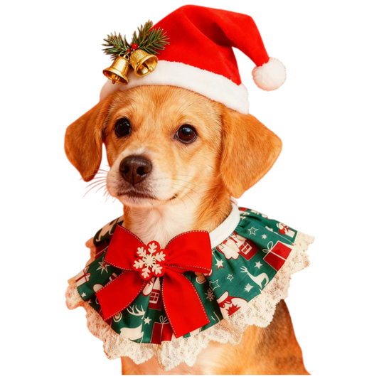 Christmas Pet Bandana – Holiday Dog and Cat Triangle Scarf, Festive Bib Neck Accessory