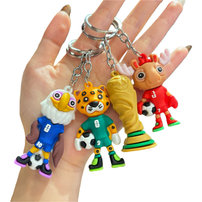 2026 World Cup Mascot Keychain Mexico USA Canada Soccer Fan Souvenir Pendant Memorabilia Bag Charm