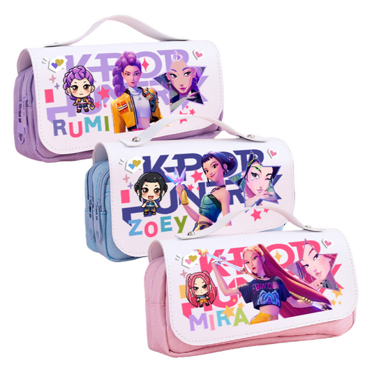 K-Pop Demon Hunters Pencil Case Large Capacity Student Pen Bag Trendy Stationery Organizer