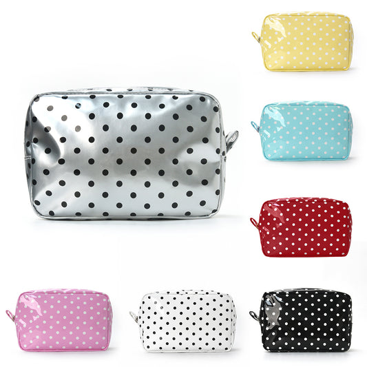 Waterproof Clear Polka Dot Striped Makeup Pouch Travel Toiletry Bag