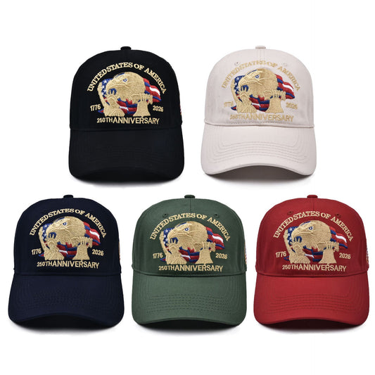 USA 250th Anniversary Embroidered Washed Baseball Cap Vintage Distressed Sun Hat