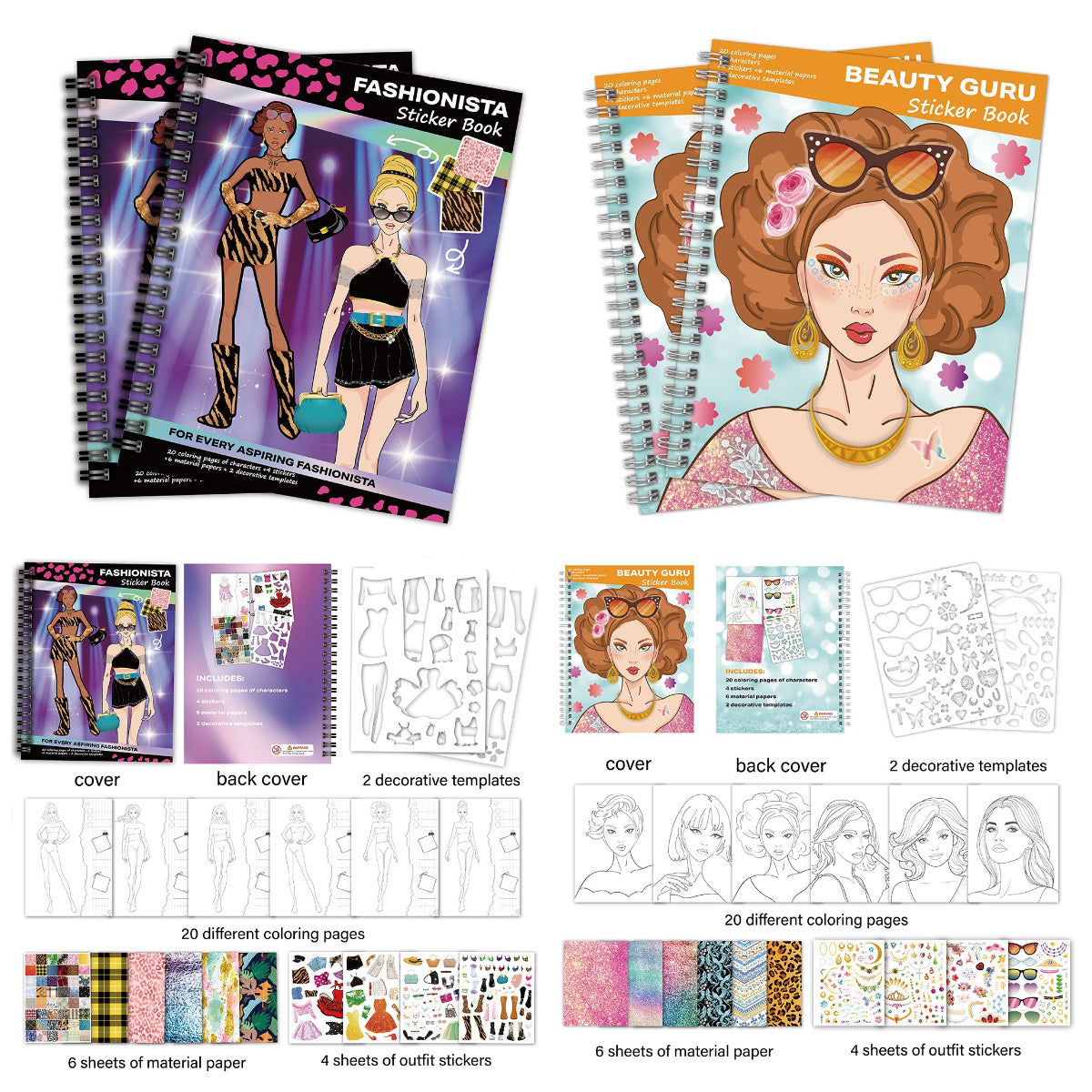 Dress-Up Sticker Book Set, Fashion Coloring & Outfit Stickers for Girls