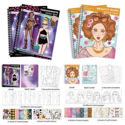 Dress-Up Sticker Book Set, Fashion Coloring & Outfit Stickers for Girls