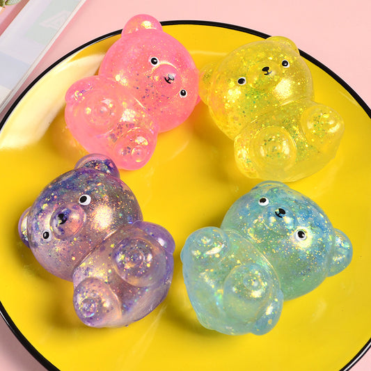 Cartoon Sequin Bear Squishy Toy Slow Rising Stress Relief Squeeze Toy