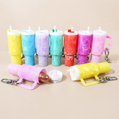 Mini Tumbler Lipstick Holder Keychain – Twist-Open Bag Charm