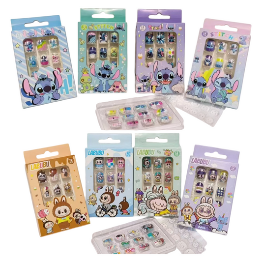 Kids Cute Cartoon Press On Nails Colorful Character Nail Art Sets