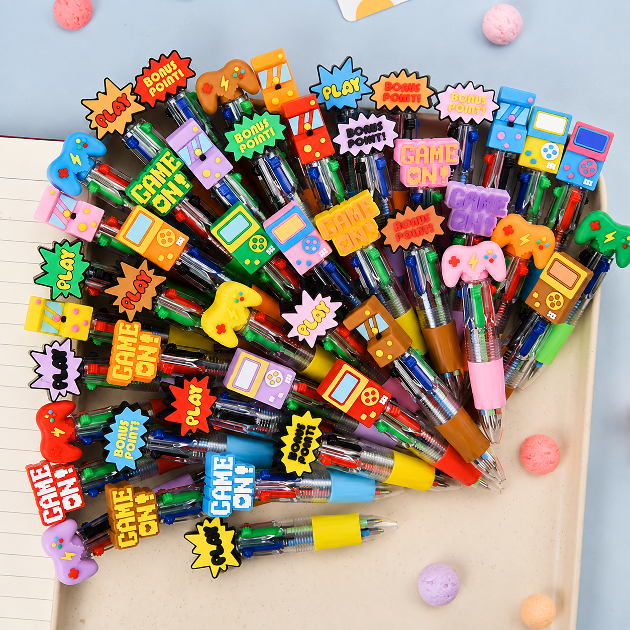 Back To School Novelty Gaming Theme Ballpoint Pen Collection Multi Ink Pens for Gift & Stationery