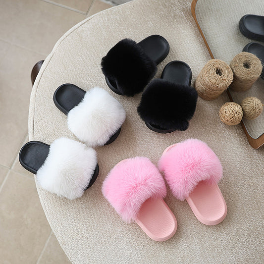 Kids EVA Fuzzy Slippers Non-Slip Warm Toddler & Little Kids Indoor/Outdoor Slippers