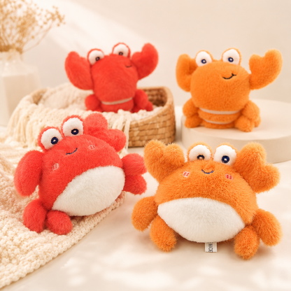 Cute Plush Crab & Lobster Keychain – Soft Fuzzy Bag Charm & Gift