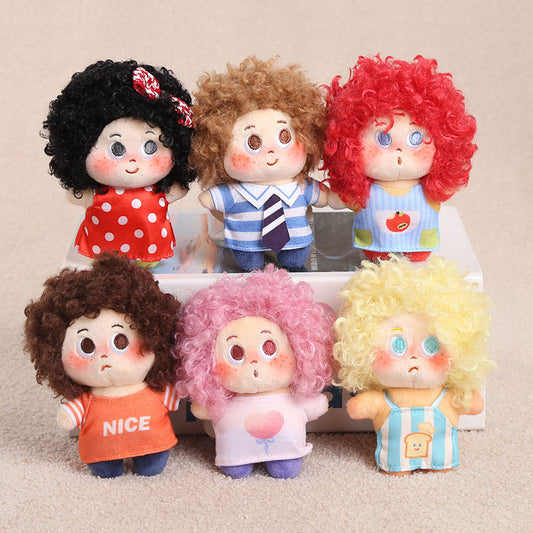 Curly Hair Plush Doll Bag Charm – Cute Character Keychain