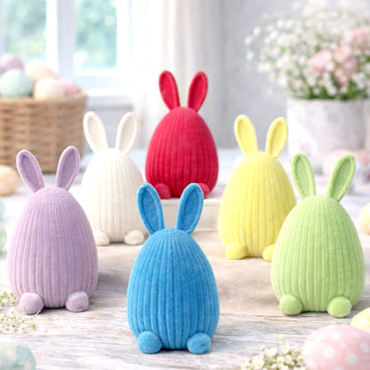 Minimalist Flocked Resin Easter Bunny Decor Tabletop Home Ornament Gift