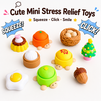 Cute Mini Clicker Fidget Keychains – 3D Printed Stress Relief Toys