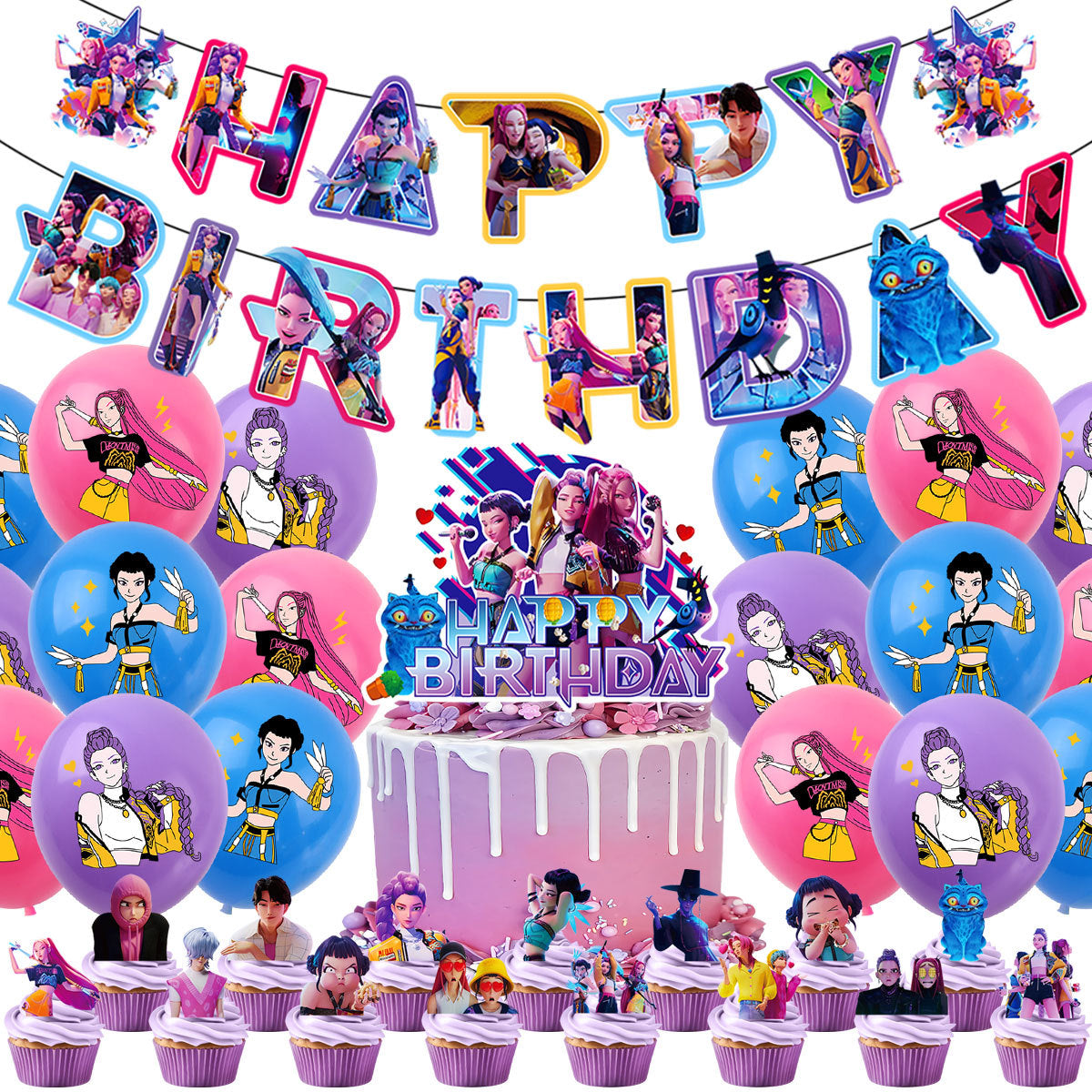 K-POP Demon Hunters Band Birthday Party Supplies Themed Tableware and Decorations