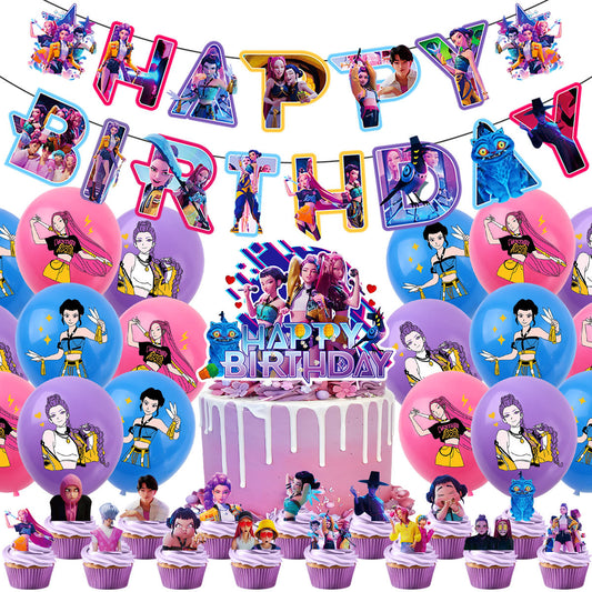 K-POP Demon Hunters Band Birthday Party Supplies Themed Tableware and Decorations