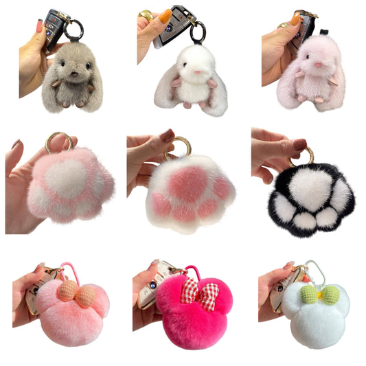 Eco-Friendly Plush Animal Keychain Cute Stuffed Car Key Pendant Bag Charm