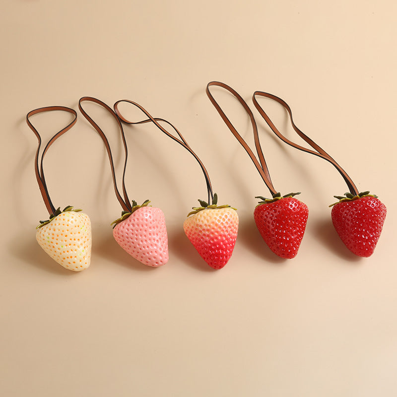 Strawberry Resin Bag Charm & Key Ring Handmade Fruit Accessory
