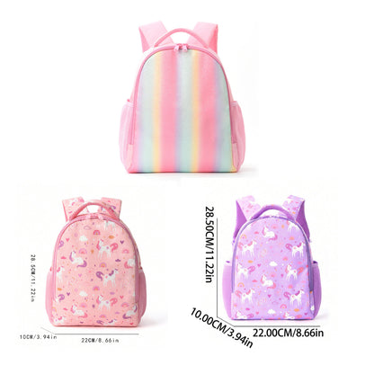 Rainbow Unicorn Print Kids Backpack Lightweight Casual Elementary School Bag