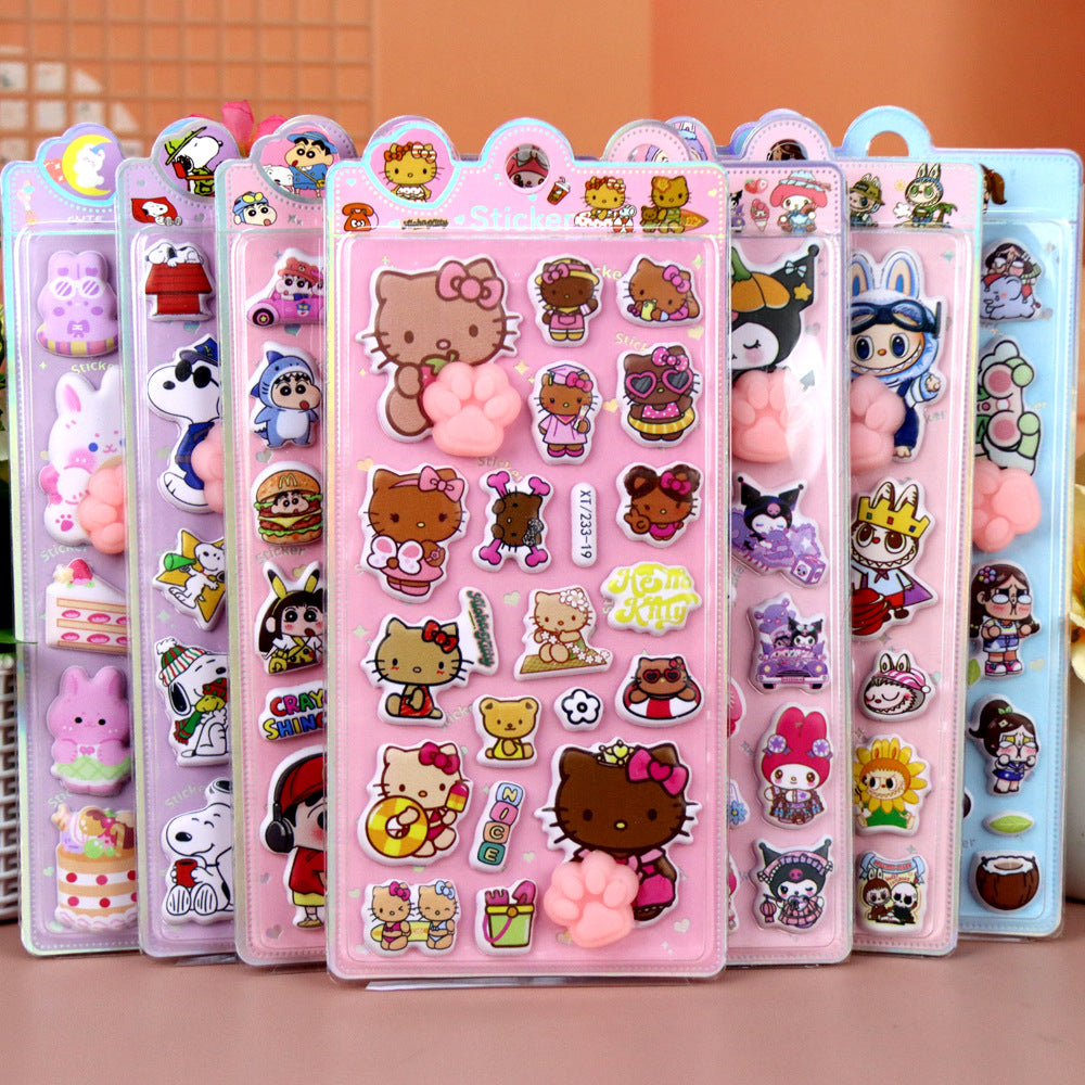 3D Puffy Kids Cartoon Layered DIY Anime Movie Merchandise Stickers