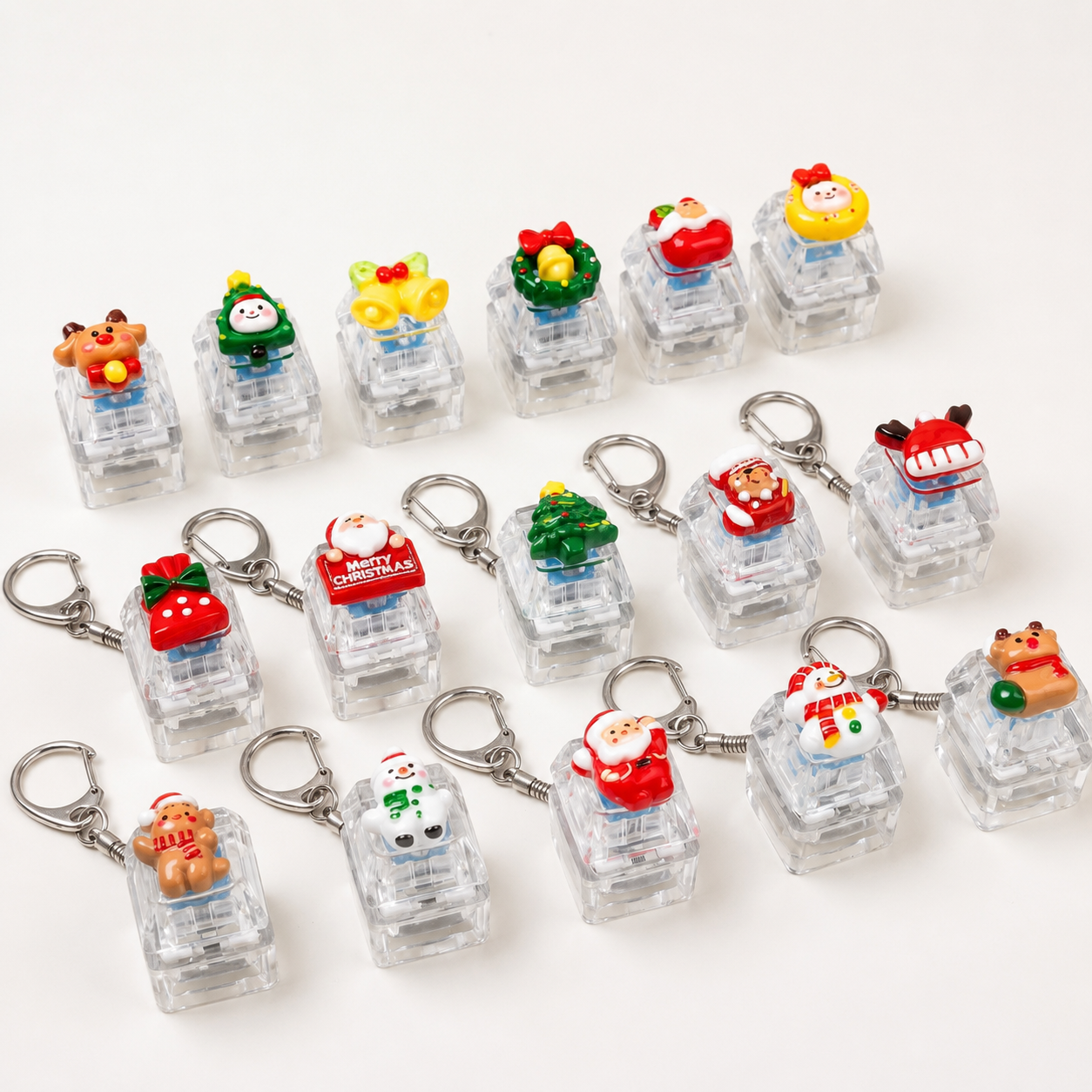 Christmas Fidget 1-Key Pressing Stress Relief Keychain with Cute Holiday Charms