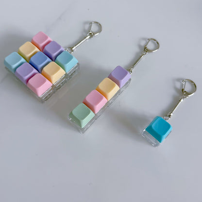 Pastel Colors Finger Press Button Cube Squishy Keyboard Keychain Stress Relief Toy