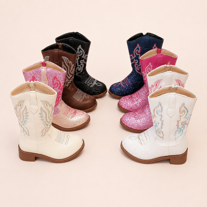 Girls Western Cowboy Boots – Glitter & Embroidered Styles