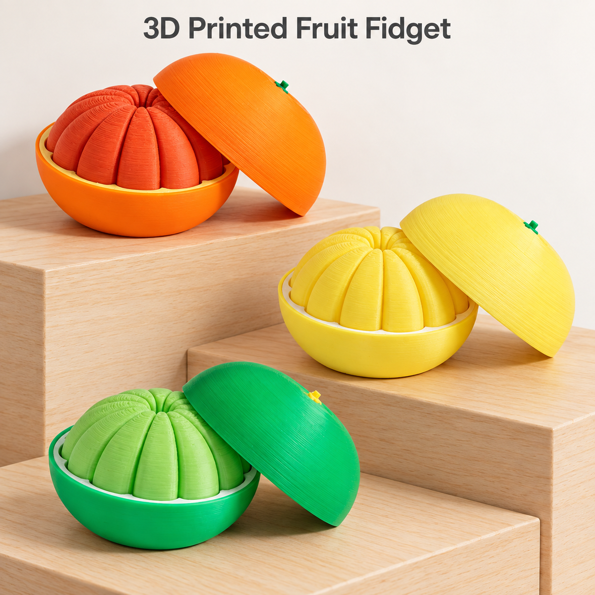 3D Printed Orange Fidget Toy – Transforming Fruit Desk Decor