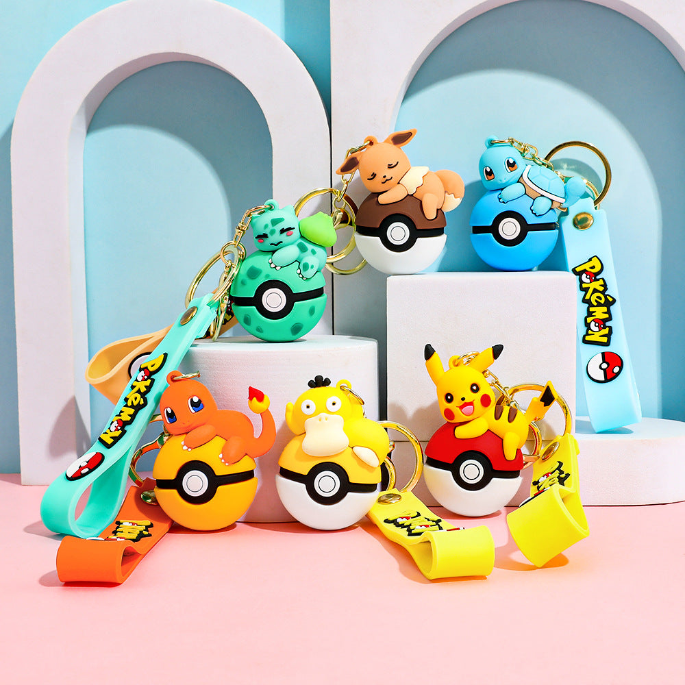 Cartoon Pikachu Silicone Keychain Figure Bag Charm Pendant
