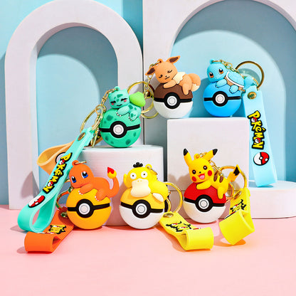 Cartoon Pikachu Silicone Keychain Figure Bag Charm Pendant