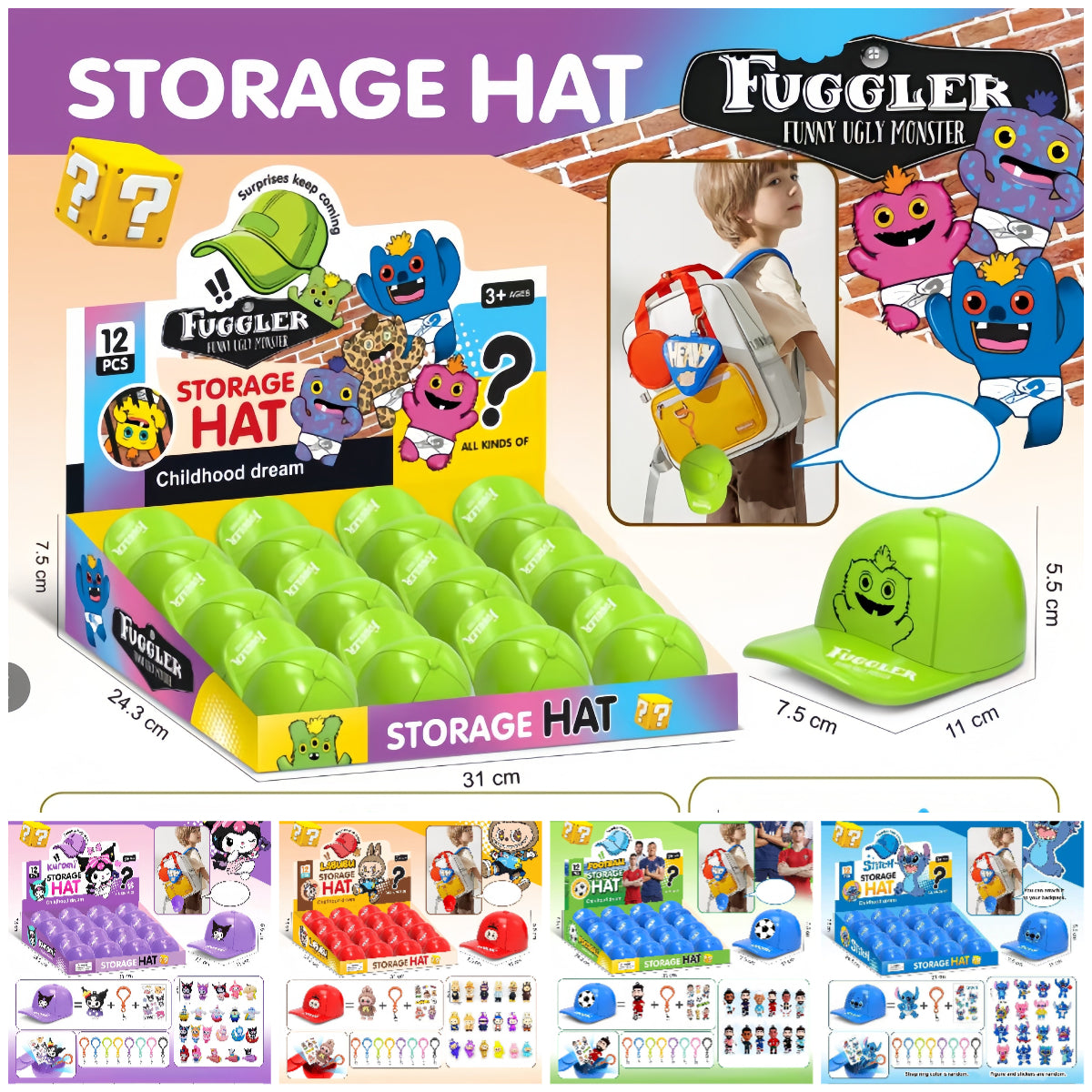 Storage Hat Blind Box Capsule Cartoon Figures Trendy Collectible Keychain Toys