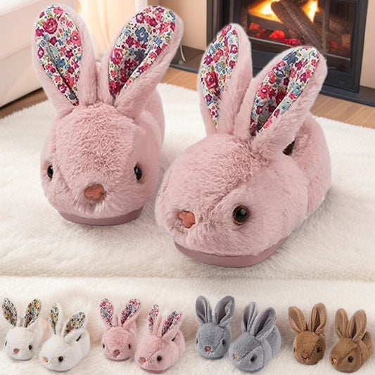 Kids Easter Bunny Floral Plush Slippers Unisex Cotton Home Slippers