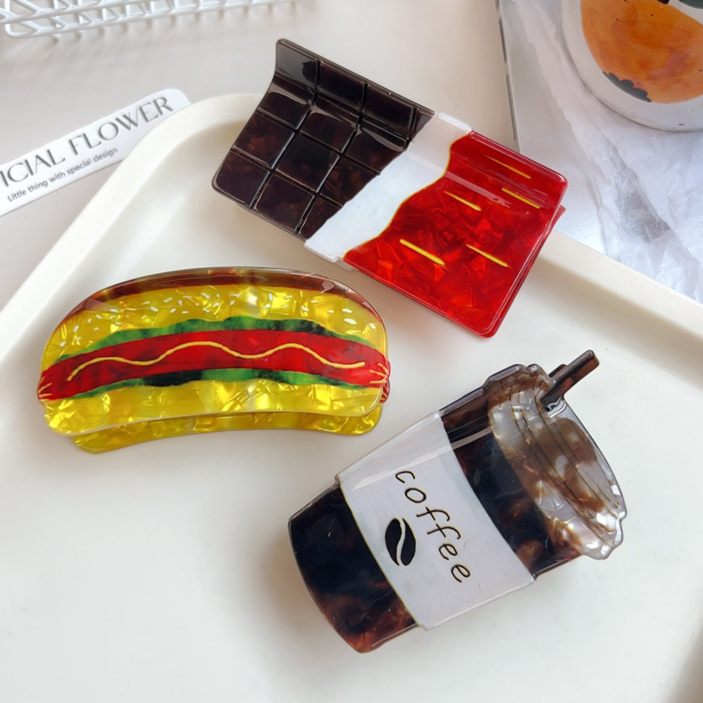 Butter Hair Claw Clip Fun Food Inspired Acrylic Hair Clip Novelty Hair Accessory for Women & Girls