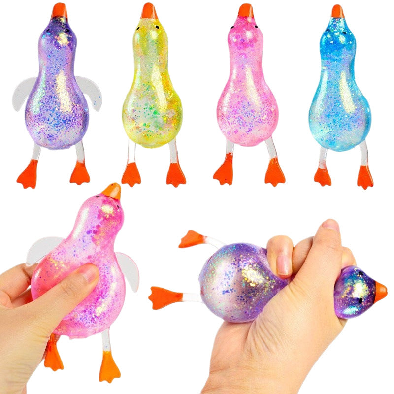 Cartoon Sequin Duck Squishy Toy Slow Rising Stress Relief Squeeze Toy