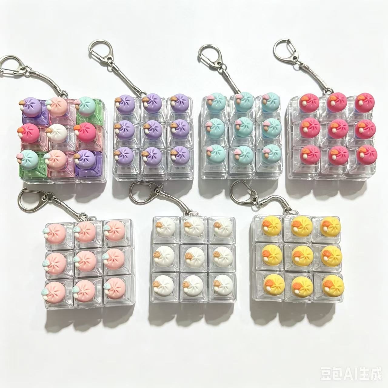 Mini Dumpling Fidget Charm Keychain Cute 3x3 Pop Fun Stress Relief Accessory