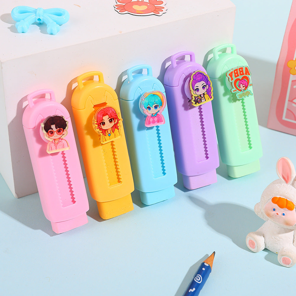 K-POP Demon Hunters Retractable Slide Eraser Creative Stationery Low-Dust Easy-Erase Eraser