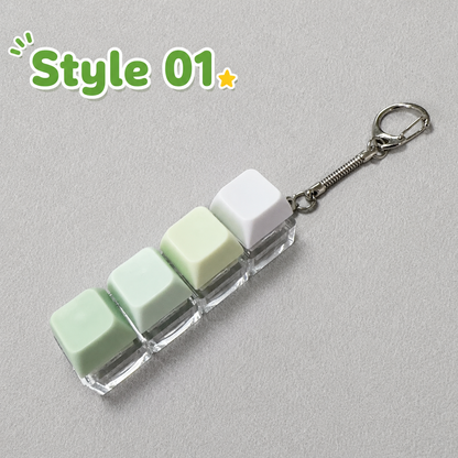 Pastel Colors Finger Press Button Cube Squishy Keyboard Keychain Stress Relief Toy