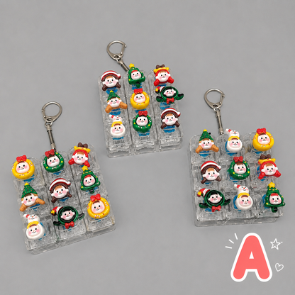Christmas Fidget 9-Key Pressing Stress Relief Keychain with Cute Holiday Charms